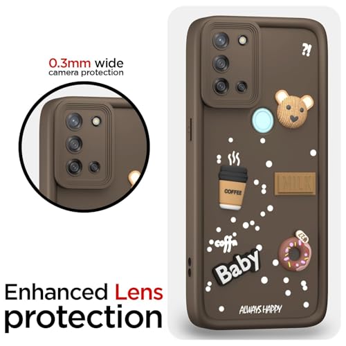 Image of Bintage Ball Bear| Donut| Milk Cake| Baby| Coffee Rubber Case Full Body & Camera Protection Back Cover Compatible for Realme C17 / Realme 7i 4G - Brown
