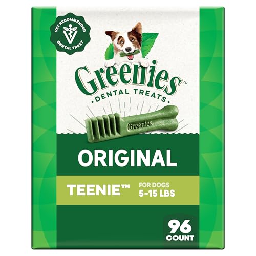 Greenies Veterinarian-Recommended Natural Dental Dog Treats Teenie Size, Original Flavor, 27 oz. Pack, 96 Count