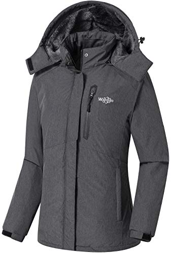 Wantdo Chaqueta de Esqu Snowboard Exteriores Chaqueta Impermeable a Prueba de Viento Abrigo Aislada con Velln Invierno Parka de Montaa de Senderismo Deportiva para Mujer Gris Medium