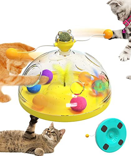 Apomkjoe Interaktives Katzenspielzeug, katzenspielzeug Intelligenz für Katzen, katzenminze Kugel Spielzeug, Federspielzeug Cover