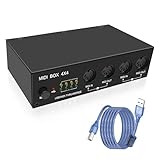 XMSJSIY Boîtier d'interface MIDI USB 4 entrées 4 sorties 64 canaux MIDI Thru Box 4 x 4 avec routeur Fusionner Hub traversant avec indicateurs LED pour PC Mac et instruments MIDI USB – 1 pièce