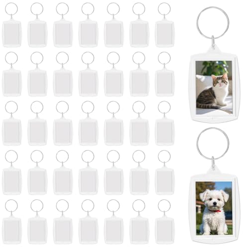 Image of hoyuwak 2.16x1.8 Inch Acrylic Photo Keychains - Clear Blank Picture Frame Keyrings for Custom Photos & Gifts
