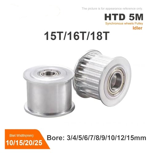 Poulie HTD5M 18 dents anti-glissement avec alésage 5mm pour guidage précis de courroie 15mm