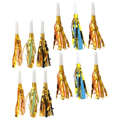 ARTIBETTER 30 Unidades de Silbatos de Fiesta para con Flecos de Colores Surtidos Oro Oro Dispositivos para Hacer Ruido en Cumpleaños y Celebraciones