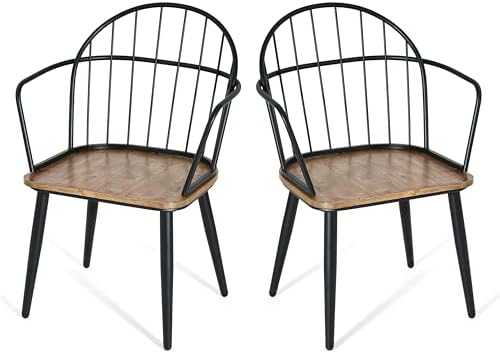 Christopher Knight Home Drats Dining Chairs Set of 2, Accent Dining Chair, Birch Finish Seating Kitchen Chair, Bucket Backrest Metal Frame Armchair, Industrial Dining Chair for Dining Room, Natural - Thumbnail 2