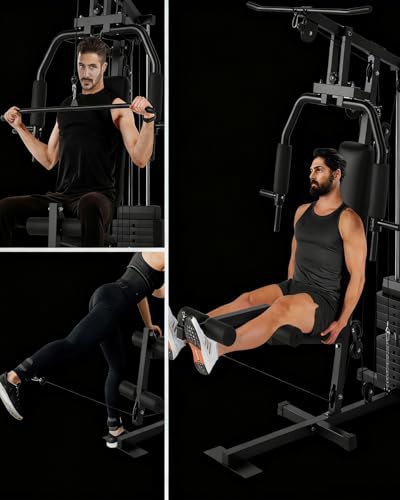 Home Gym Machine with 100LB Weight Stack, Multifunctional Full Body Workout Station for LAT Pulldown, Chest Press, Leg Extension & Strength Training, Compact Fitness Equipment for Home Use - Image 6