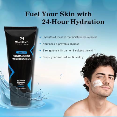Image of Machismo 24 Hour Hydraboost Face Moisturizer | Oil-Free, Daily Hydration With Ceramide, Vitamin E, Lightweight, Non-Sticky, Nourishing, Fast Absorbing