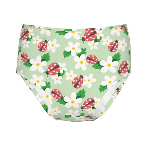 Small Flower With Ladybug Girls' Underwear Soft Cotton Little Girls Panties Comfort Briefs