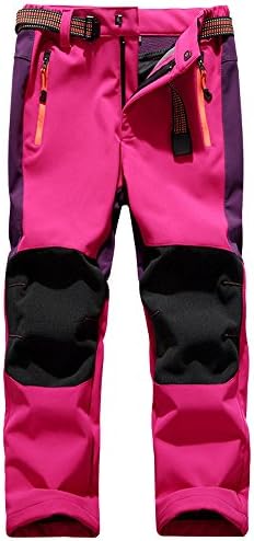 yeyity Kinder Softshellhose Skihose Cargohose Wasserdicht Thermohose | Atmungsaktiv Gefüttert Jungen Mädchen Schneehose Winter Outdoorhose Wanderhose Elastischem Bund matschhose Wi