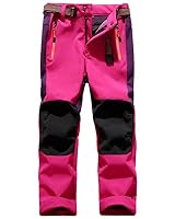 yeyity Kinder Skihose Cargo-Hose Softshellhose Jungen Mädchen Wanderhose Winter Outdoor Warm Gefüttert Wasserdicht Winddicht Schneehose(16010,Rose,S)