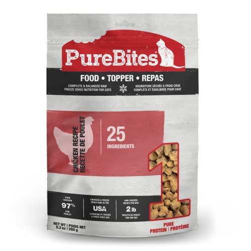 PureBites Chicken Freeze Dried Cat Food • Topper, 25 Ingredients, Made in USA, 9.2oz