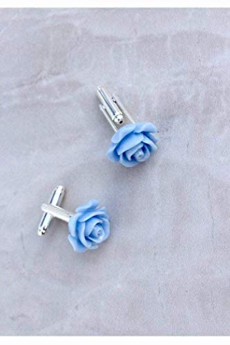 Blue Rose cufflinks, baby blue cufflinks, fashion cufflinks, groom's cufflinks, party cufflinks, flower cufflinks