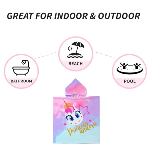 Image of NovForth Kids Beach Towel for Boys Girls, Hooded Bath Towel Wrap, Toddler Pool Towel with Hood