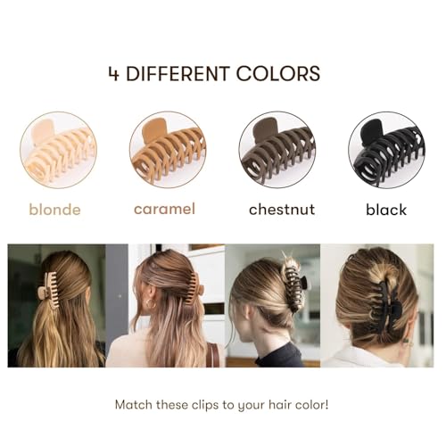 Image of 4 Pcs Korean Fashion Matte Hair Claw Clip Strong Hold Hair Clutcher for Thick & Thin Hair Accessories for Women & Girls
