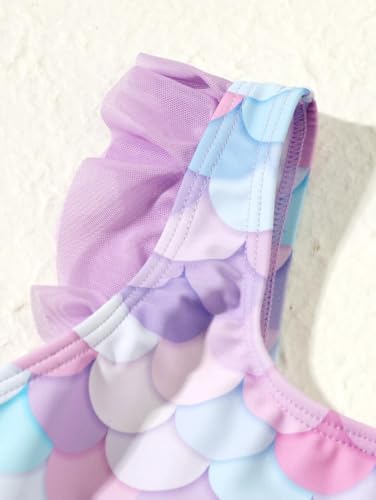 Kid Toddler Girls Swimsuit Quick Dry One Piece Contrast Mesh Hem Swimsuit Bathing Suit Cute Swimwear 4-8Y2