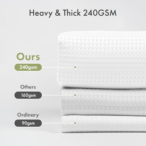 Image of AmazerBath Extra Long Shower Curtain 90 Inches Long, White Shower Curtain Extra Tall 72x90 Inches, Fabric Shower Curtains for Bathroom, Heavy Duty 240G Waffle Textured, Rustproof Metal Grommets