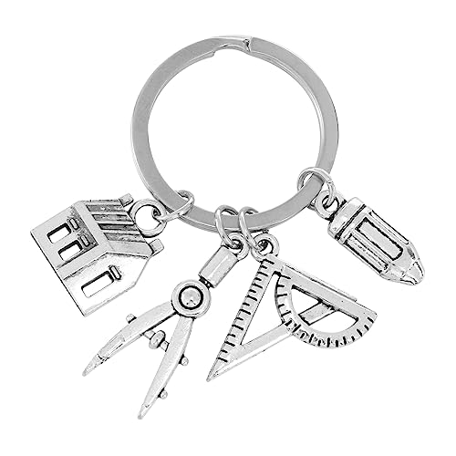 Amosfun Llavero Dibujo TéCnico De AleacióN De Zinc   DiseñO Creativo De Casa Para Arquitectos Y Estudiantes De Ingeniería Elemento Compacto Y Ligero Perfecto Para Regalos Especiales Plateado