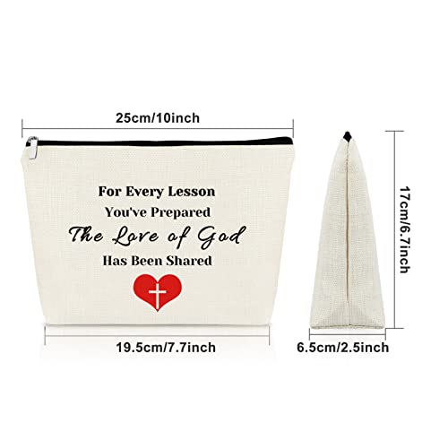 3PCS Sunday School Teacher Appreciation Gifts Makeup Bag Thank You Religious Gifts for Women Christian Cosmetic Travel Bag Organizer2