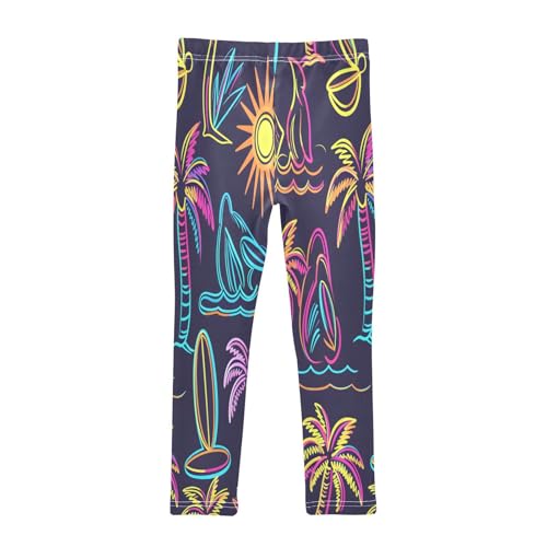 Bolaz Toddler Girls Leggings Printed Yoga Pants Leggings Colorful Neon Palm Trees for Kids2
