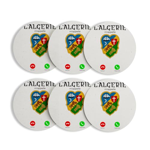 sous Verre Ronds Base Liège- L'Algérie m'appelle Culture Voyage Alger - Lot de 6 (95 x 95 mm)
