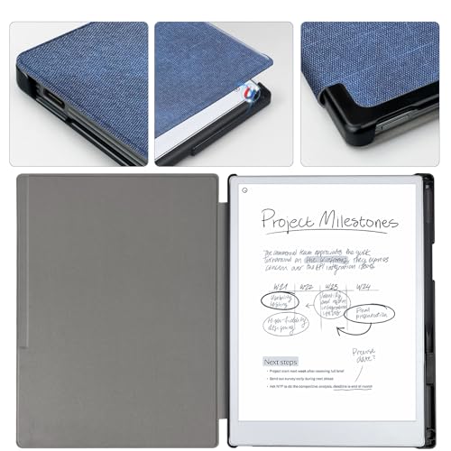 Aippdo Case for Remarkable Paper Pro Tablet 11.8" (Released in 2024), Hard Back Shell Protective Book Folio Cover with Built-in Pen Holder, with Auto Sleep/Wake Function.