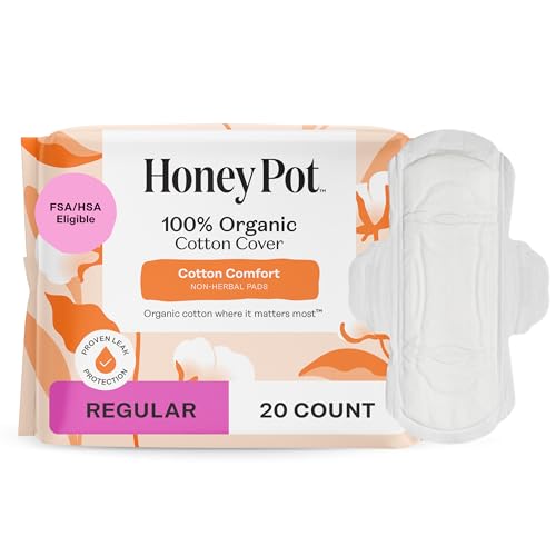 The Honey Pot Company - Sanitary Pads for Women - Non-Herbal Regular Flow w/Wings - Organic Cotton...