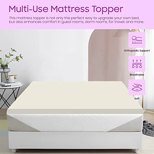 Mayton Soft 1-Inch Foam Mattress Topper With Optimum Body Support | Comfortable And Breathable Bed Toppers For Mattress With Orthopedic Benefits, Helps Relieve Luber And Back Pain, Full, Yellow #TOP1