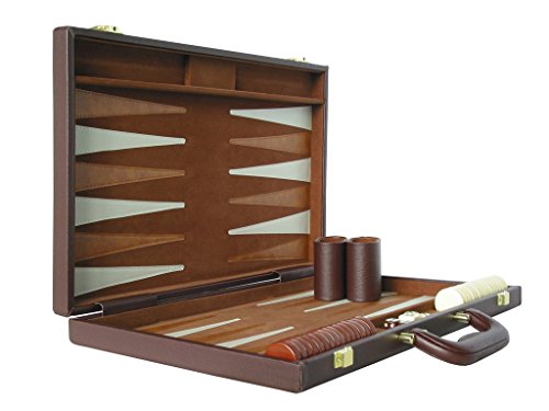 15" Deluxe Backgammon Set - Travel Case - Brown Board - Classic Board Games #TOP3