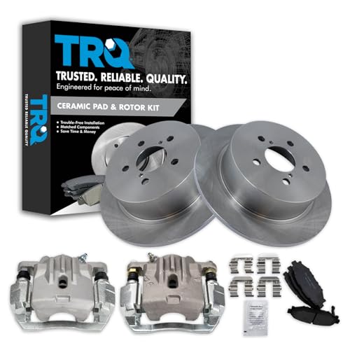 Image of TRQ Rear Brake Pad and Rotor Set Ceramic Solid Rotors Calipers | For 2006-2009 Subaru Legacy Outback