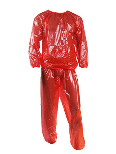 Haian PVC-Jogginganzug/Saunaanzug (Größe XL, durchsichtiges Rot)