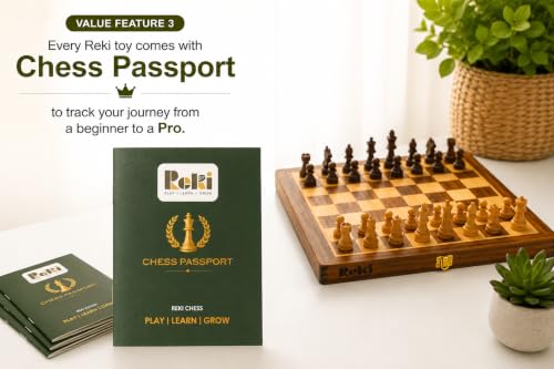 Image of Classic - 14x14 Inch Wooden Chess Board with Chessmen | Magnetic Folding Chess Set with Storage | Travel Friendly Board Game for Kids & Adults