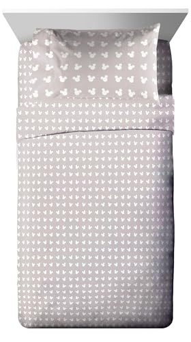 Image of Disney Mickey Mouse Twin Comforter Set 5 Piece Cartoon Bedding, Grey