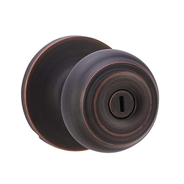 Amazon Basics Bedroom/Bathroom Door Knob With Lock, Classic, Oil Rubbed Bronze