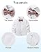 YALLET Toddler Boy Clothes Suit, Formal Dress Shirt with Bowtie+Suspender Pants Boy Gentleman Wedding Outfits(White + Pink, 5-6 Years)