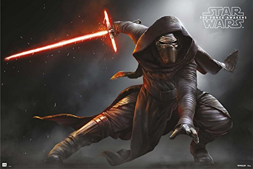 Star Wars: Episode VII - The Force Awakens - Movie Poster/Print (Kylo Ren Solo - Attacking) (Size: 36 inches x 24 inches)