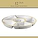 Plasticpro 6 Sectional Round Plastic Serving Tray/Platter (2, White & Gold)