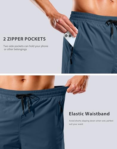 Image of G Gradual Mens Swim Trunks with Compression Liner 7 inch /9'' Quick Dry Board Shorts Swimsuit Bathing Suit for Men Zipper Pockets