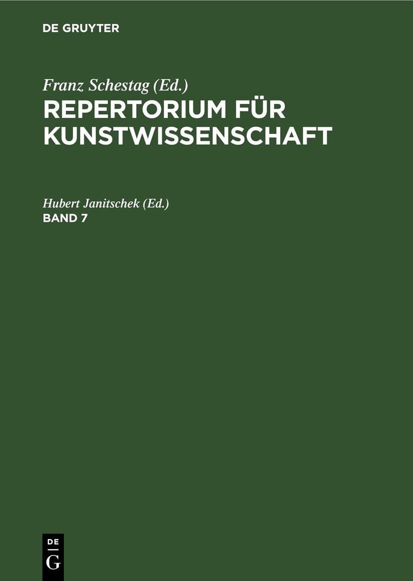 Repertorium Für Kunstwissenschaft 7 Revue Histoire de l'Art