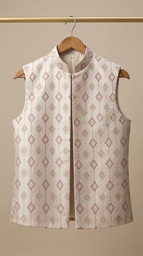 Image of AHHAAAA Kids Ethnic Cotton Silk Blend Sequin Print Indo-Western Sherwani Set for Boys 496MF