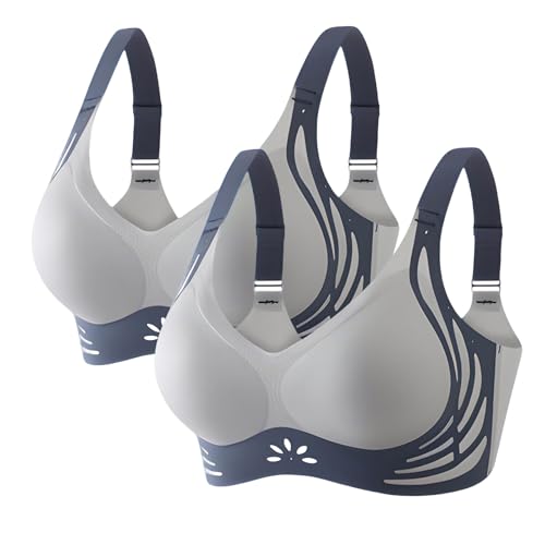 Sujetador sin Tirantes Reductor Relleno Push Up Sujetador Fruncido y cómodo, Fruncido, sin Aros, lencería para Mujer, Sujetadores Tirantes Costuras Espalda (Blue, XL)