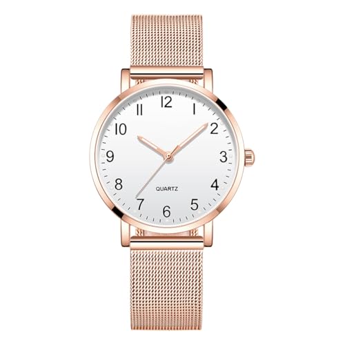 Lanyayun Women Round Watches Rose Gold case Stylish Quartz Pointer