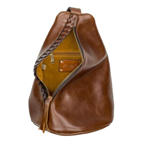 Patricia Nash IVA Nell Leather Sling Handbag with Braided Detail, 9.37L x 5.5W x 11.75H inches3