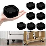 Kvoike 8 Pack Furniture Risers, Adjustable Bed Risers Heavy Duty Stackable Bed Raisers for Table Desk Couch Chair Sofa Cabinet Bed Legs Lift Height 1' (8, Black-2)