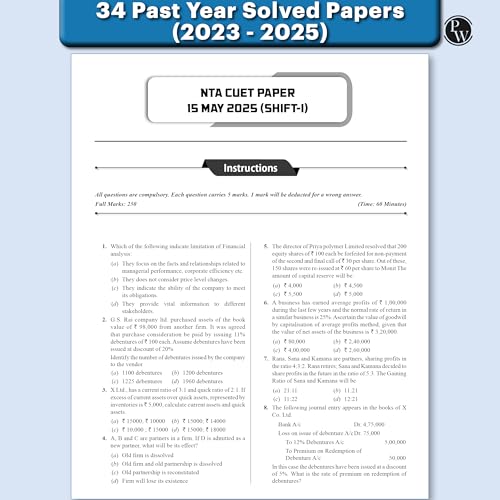 Image of PW CUET UG Entrance Exam Books 2026 - Commerce Stream | 54 Previous Year Question Papers (2025-2022) | 2450+ MCQs Question Bank | CUET UG Mock Test Book | Free Online CBT | NTA Pattern