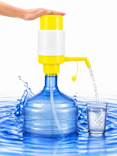Image of AAMNI Manual Water Dispenser Pump for 20-25 Litre Bottles | 3 Months Warranty | Portable Hand Press Water Pump| Food Grade Material| Easy Installation| (Sunshine Yellow)