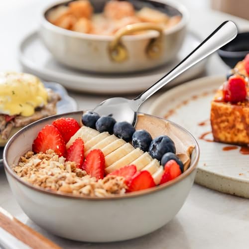 Image of 60 PCS Dinner Spoons Set - Windsor Stainless Steel Dinner Spoon 7.1 Inch with Dishwasher Safe Dessert Spoons, Metal Dessert Spoon, Silverware for Home, Kitchen or Restaurant