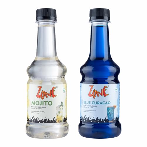 Image of Zone Mojito & Blue Curacao Flavoured Syrup Combo | 300 ml x 2 Bottles | Premium Syrup for Cocktails, Mocktails, Coffee, Milkshakes & Desserts