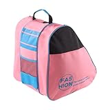 TISHITA ローラースケートバッグキャリア 大容量 ポータブル スケートシューズキャリーハンドバッグ アイススケートバッグ 子供 大人 フィギュアスケート用, ピンク