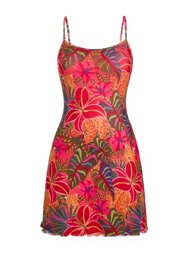 Image of Milumia Women's Summer Mini Dress 90s Boho A Line Mesh Short Dresses | Spaghetti Strap,Sleeveless,Vintage,Paisley Print,Festival Outfits,Cowgirl,Y2k,Goth,