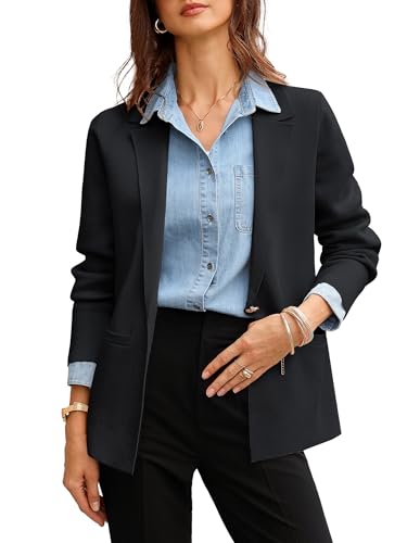 GRACE KARIN Women's Winter Cardigans Lapel Collar V Neck Blazer Business Office Suit Black XL